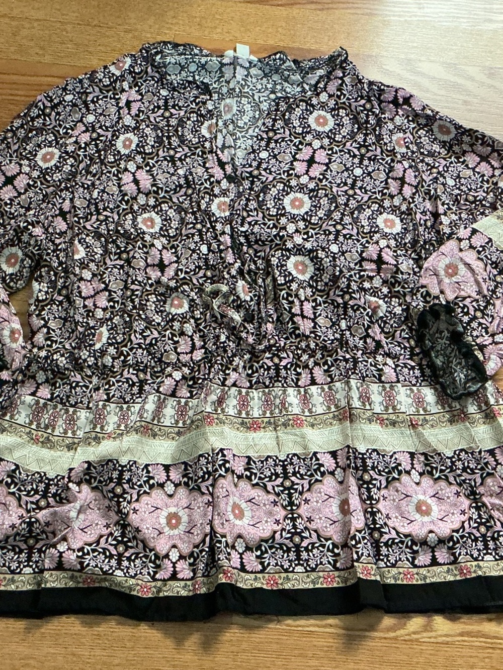 Cato Boho Floral Elastic Waist  3/4 Sleeve Blouse Size 22/24W